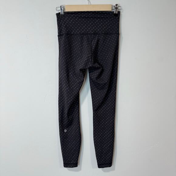 Lululemon Wunder Train High-Rise Tight Leggings Allover Print Black Grey 6 - Picture 4 of 10